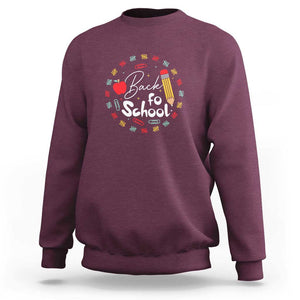 Teacher & Kids Back to School Tee Sweatshirt First Day of School Pencil Theme TS01 Maroon Print Your Wear