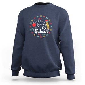 Teacher & Kids Back to School Tee Sweatshirt First Day of School Pencil Theme TS01 Navy Print Your Wear