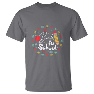 Teacher & Kids Back to School Tee T Shirt First Day of School Pencil Theme TS01 Charcoal Print Your Wear