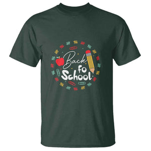 Teacher & Kids Back to School Tee T Shirt First Day of School Pencil Theme TS01 Dark Forest Green Print Your Wear