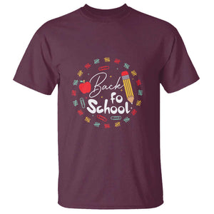 Teacher & Kids Back to School Tee T Shirt First Day of School Pencil Theme TS01 Maroon Print Your Wear