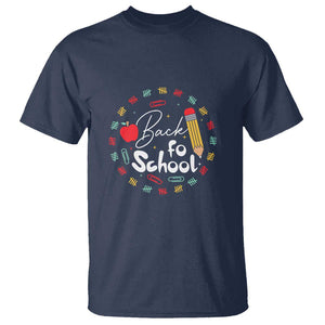 Teacher & Kids Back to School Tee T Shirt First Day of School Pencil Theme TS01 Navy Print Your Wear