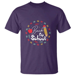 Teacher & Kids Back to School Tee T Shirt First Day of School Pencil Theme TS01 Purple Print Your Wear