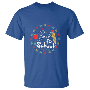 Teacher & Kids Back to School Tee T Shirt First Day of School Pencil Theme TS01 Royal Blue Print Your Wear