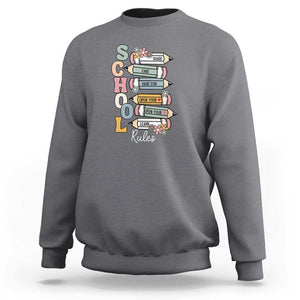 Back to School Teacher Sweatshirt Classroom Rules, Share, Care, Learn TS01 Charcoal Print Your Wear