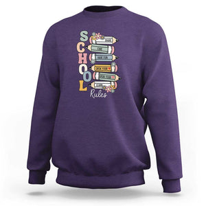 Back to School Teacher Sweatshirt Classroom Rules, Share, Care, Learn TS01 Purple Print Your Wear