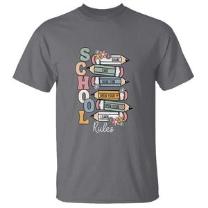 Back to School Teacher T Shirt Classroom Rules, Share, Care, Learn TS01 Charcoal Print Your Wear