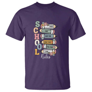 Back to School Teacher T Shirt Classroom Rules, Share, Care, Learn TS01 Purple Print Your Wear