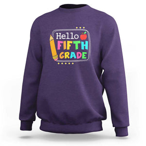 Hello Fifth Grade Sweatshirt Back to School Outfit for 5th Graders TS01 Purple Print Your Wear