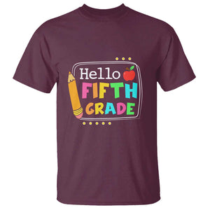 Hello Fifth Grade T Shirt Back to School Outfit for 5th Graders TS01 Maroon Print Your Wear