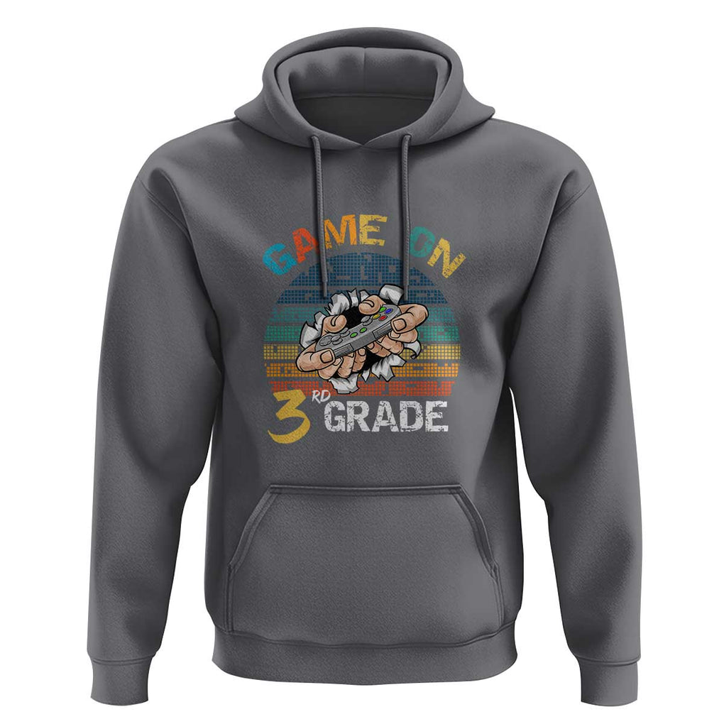 Game On 3rd Grade Hoodie Funny Back to School Gamer Level Unlocked TS01 Charcoal Print Your Wear