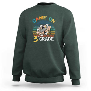 Game On 3rd Grade Sweatshirt Funny Back to School Gamer Level Unlocked TS01 Dark Forest Green Print Your Wear