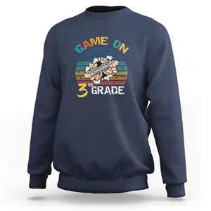 Game On 3rd Grade Sweatshirt Funny Back to School Gamer Level Unlocked TS01 Navy Print Your Wear