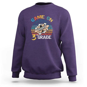 Game On 3rd Grade Sweatshirt Funny Back to School Gamer Level Unlocked TS01 Purple Print Your Wear