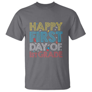 Happy First Day of 1st Grade T Shirt Back to School for Girls & Boys TS01 Charcoal Print Your Wear