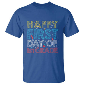 Happy First Day of 1st Grade T Shirt Back to School for Girls & Boys TS01 Royal Blue Print Your Wear