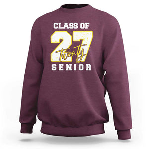 Class of 2027 Senior Sweatshirt 12th Grade Back to School High School TS01 Maroon Print Your Wear