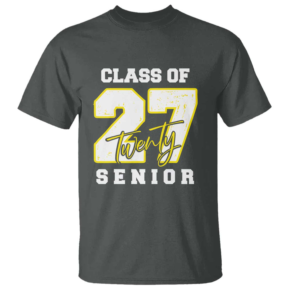 Class of 2027 Senior T Shirt 12th Grade Back to School High School TS01 Dark Heather Print Your Wear