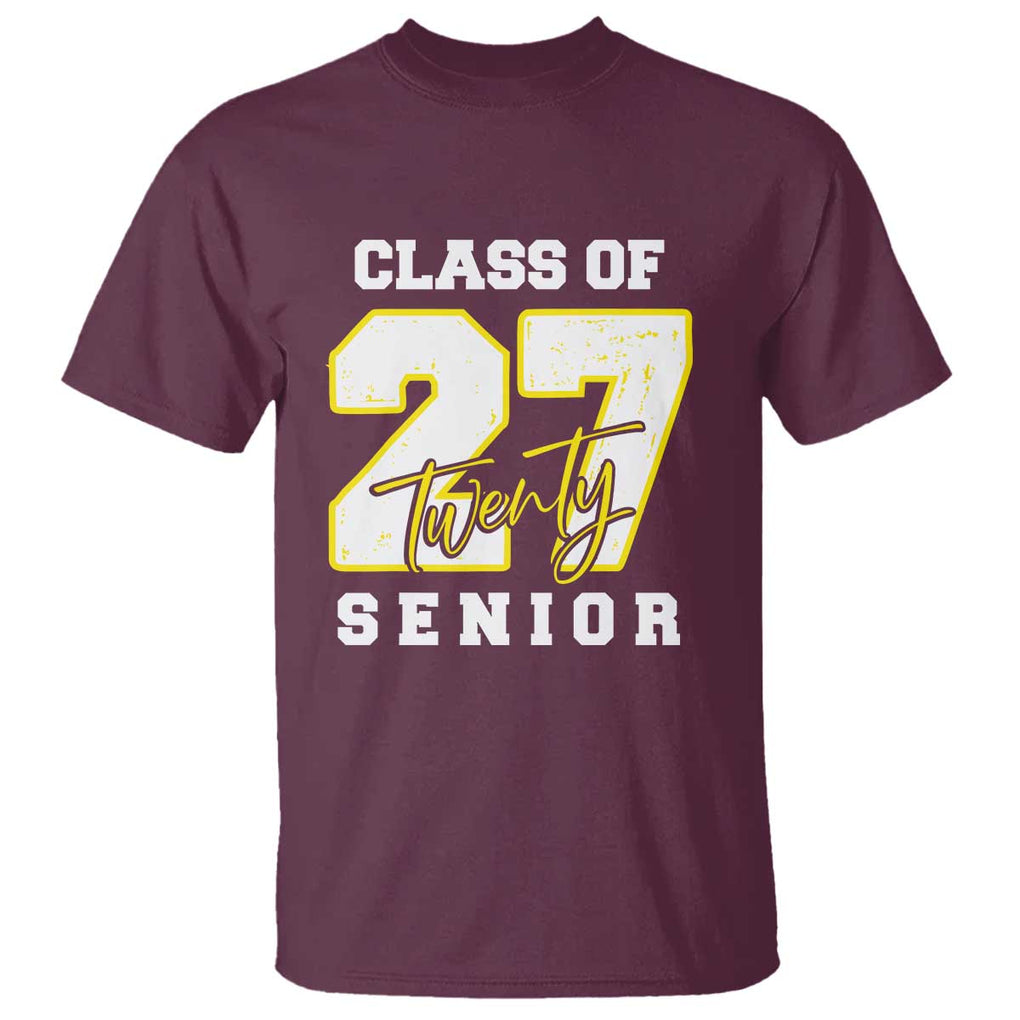 Class of 2027 Senior T Shirt 12th Grade Back to School High School TS01 Maroon Print Your Wear