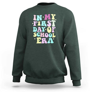 In My First Day of School Era Sweatshirt Back to School Retro Style TS01 Dark Forest Green Print Your Wear