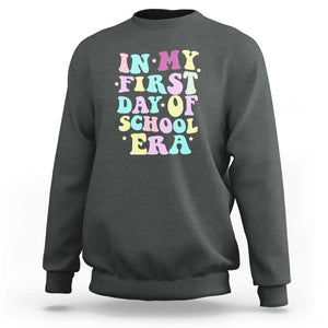 In My First Day of School Era Sweatshirt Back to School Retro Style TS01 Dark Heather Print Your Wear