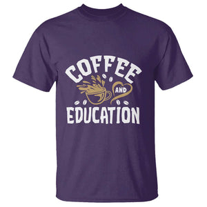 Coffee Lover Teacher T Shirt Caffeinate & Educate Quote Design TS01 Purple Print Your Wear