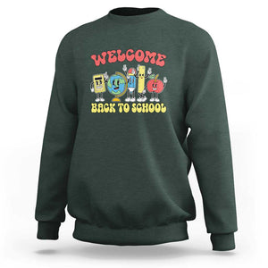 Welcome Back to School Sweatshirt Happy First Day for Teachers, Boys, & Girls TS01 Dark Forest Green Print Your Wear