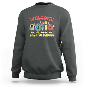 Welcome Back to School Sweatshirt Happy First Day for Teachers, Boys, & Girls TS01 Dark Heather Print Your Wear