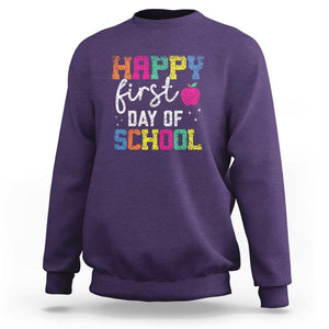 First Day of School Sweatshirt Happy Design for Teachers & Students TS01 Purple Print Your Wear