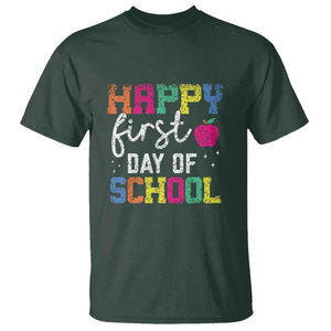 First Day of School T Shirt Happy Design for Teachers & Students TS01 Dark Forest Green Print Your Wear