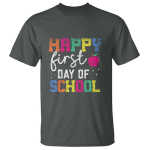 First Day of School T Shirt Happy Design for Teachers & Students TS01 Dark Heather Print Your Wear