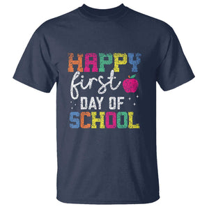 First Day of School T Shirt Happy Design for Teachers & Students TS01 Navy Print Your Wear