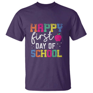 First Day of School T Shirt Happy Design for Teachers & Students TS01 Purple Print Your Wear