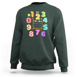 Math Day Cute Calculator & Numbers Back to School Design Sweatshirt Cute Calculator & Numbers Back to School Design TS01 Dark Forest Green Print Your Wear