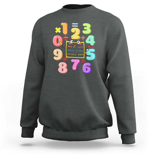 Math Day Cute Calculator & Numbers Back to School Design Sweatshirt Cute Calculator & Numbers Back to School Design TS01 Dark Heather Print Your Wear