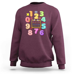 Math Day Cute Calculator & Numbers Back to School Design Sweatshirt Cute Calculator & Numbers Back to School Design TS01 Maroon Print Your Wear