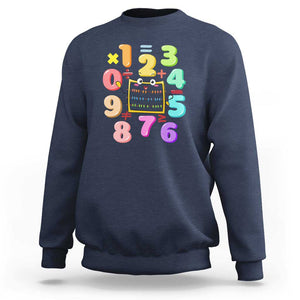 Math Day Cute Calculator & Numbers Back to School Design Sweatshirt Cute Calculator & Numbers Back to School Design TS01 Navy Print Your Wear