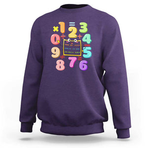 Math Day Cute Calculator & Numbers Back to School Design Sweatshirt Cute Calculator & Numbers Back to School Design TS01 Purple Print Your Wear