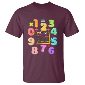 Math Day Cute Calculator & Numbers Back to School Design T Shirt Cute Calculator & Numbers Back to School Design TS01 Maroon Print Your Wear