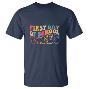 First Day of School Vibes T Shirt Happy Back to School for Teachers TS01 Navy Print Your Wear