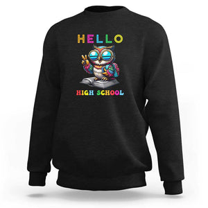 Hello High School Owl Lover Sweatshirt Back to School for Boys & Girls TS01 Black Print Your Wear