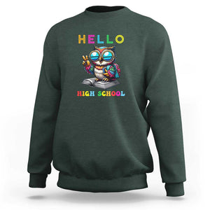 Hello High School Owl Lover Sweatshirt Back to School for Boys & Girls TS01 Dark Forest Green Print Your Wear