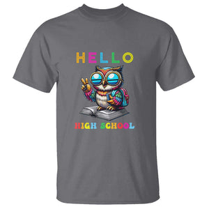 Hello High School Owl Lover T Shirt Back to School for Boys & Girls TS01 Charcoal Print Your Wear