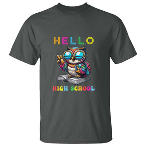 Hello High School Owl Lover T Shirt Back to School for Boys & Girls TS01 Dark Heather Print Your Wear