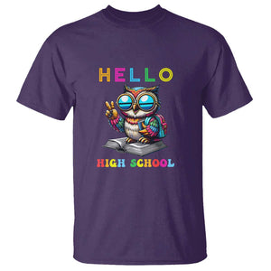 Hello High School Owl Lover T Shirt Back to School for Boys & Girls TS01 Purple Print Your Wear