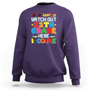 Watch Out 12th Grade Here I Come Sweatshirt Senior Year High School Tee TS01 Purple Print Your Wear