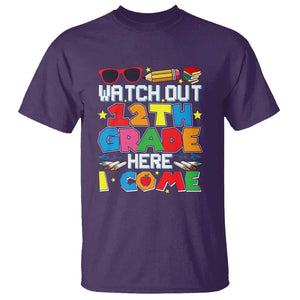 Watch Out 12th Grade Here I Come T Shirt Senior Year High School Tee TS01 Purple Print Your Wear