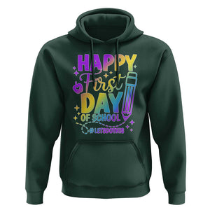 Happy First Day of School Kindergarten for Kids Hoodie Cute & Comfy Back-to-School Shirt TS01 Dark Forest Green Print Your Wear