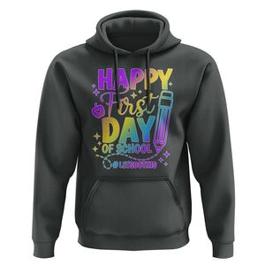 Happy First Day of School Kindergarten for Kids Hoodie Cute & Comfy Back-to-School Shirt TS01 Dark Heather Print Your Wear