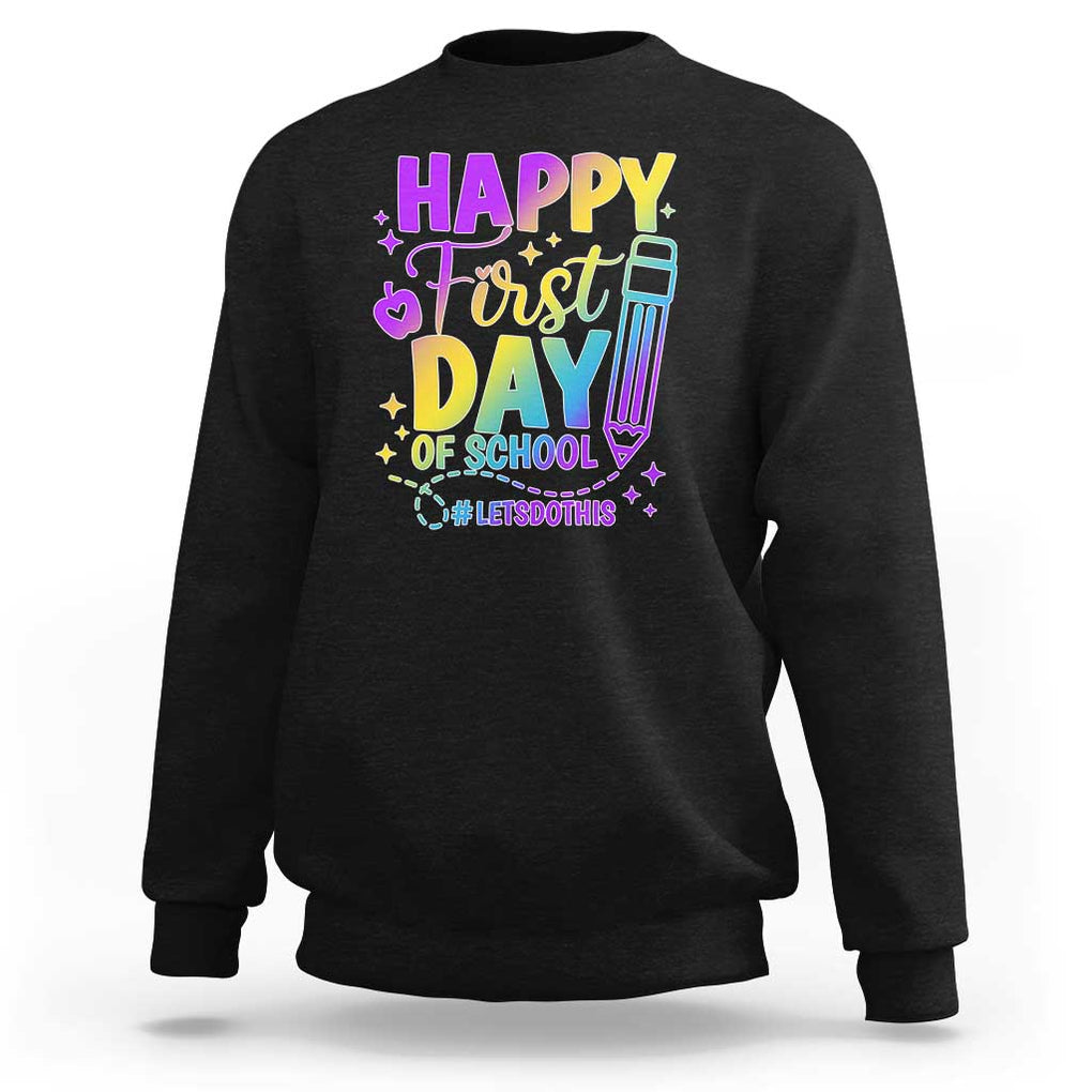 Happy First Day of School Kindergarten for Kids Sweatshirt Cute & Comfy Back-to-School Shirt TS01 Black Print Your Wear